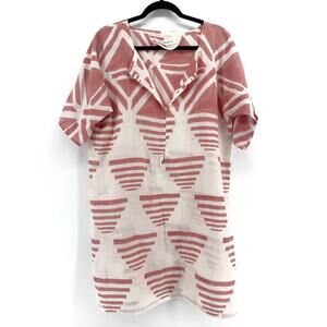 Emerson Fry India Collection Rise Linen Kaftan - OS Geometric Block Print